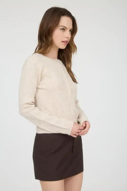 Suéter Cardigan de Dama Cuello Redondo Manga Larga Botones by Blu Pepper