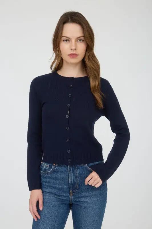 Suéter Cardigan de Dama Cuello Redondo Manga Larga Botones by Blu Pepper