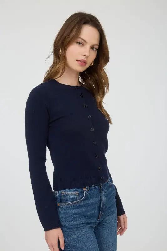 Suéter Cardigan de Dama Cuello Redondo Manga Larga Botones by Blu Pepper