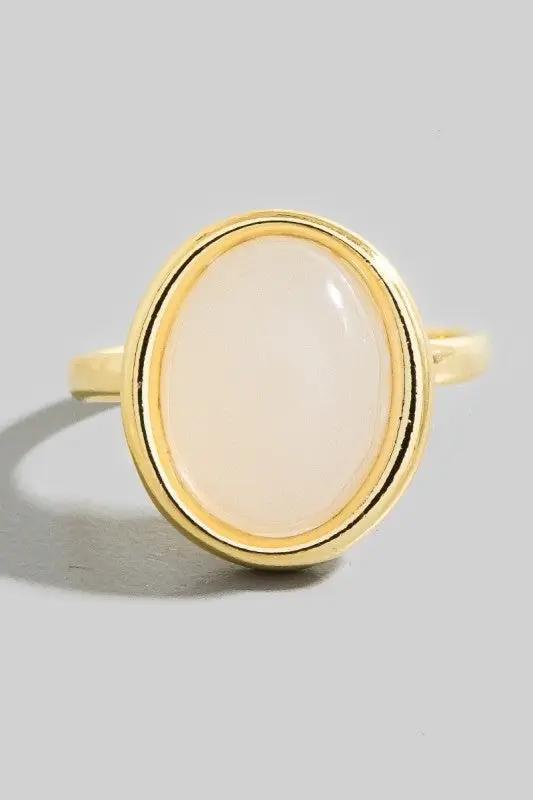 Large Resin Oval Stone Ring by Fame Accessories