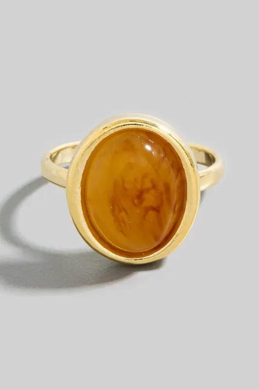 Large Resin Oval Stone Ring by Fame Accessories