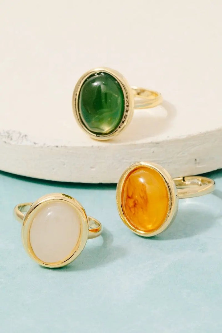 Large Resin Oval Stone Ring by Fame Accessories