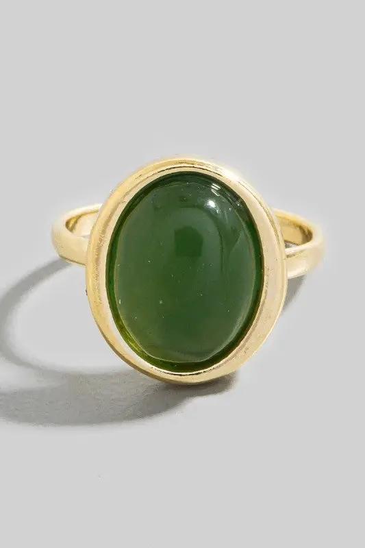 Large Resin Oval Stone Ring by Fame Accessories
