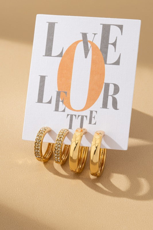 Classic Gold Huggie & Pave Hoop Set by LA3accessories