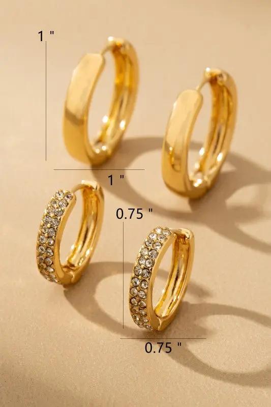 Classic Gold Huggie & Pave Hoop Set by LA3accessories