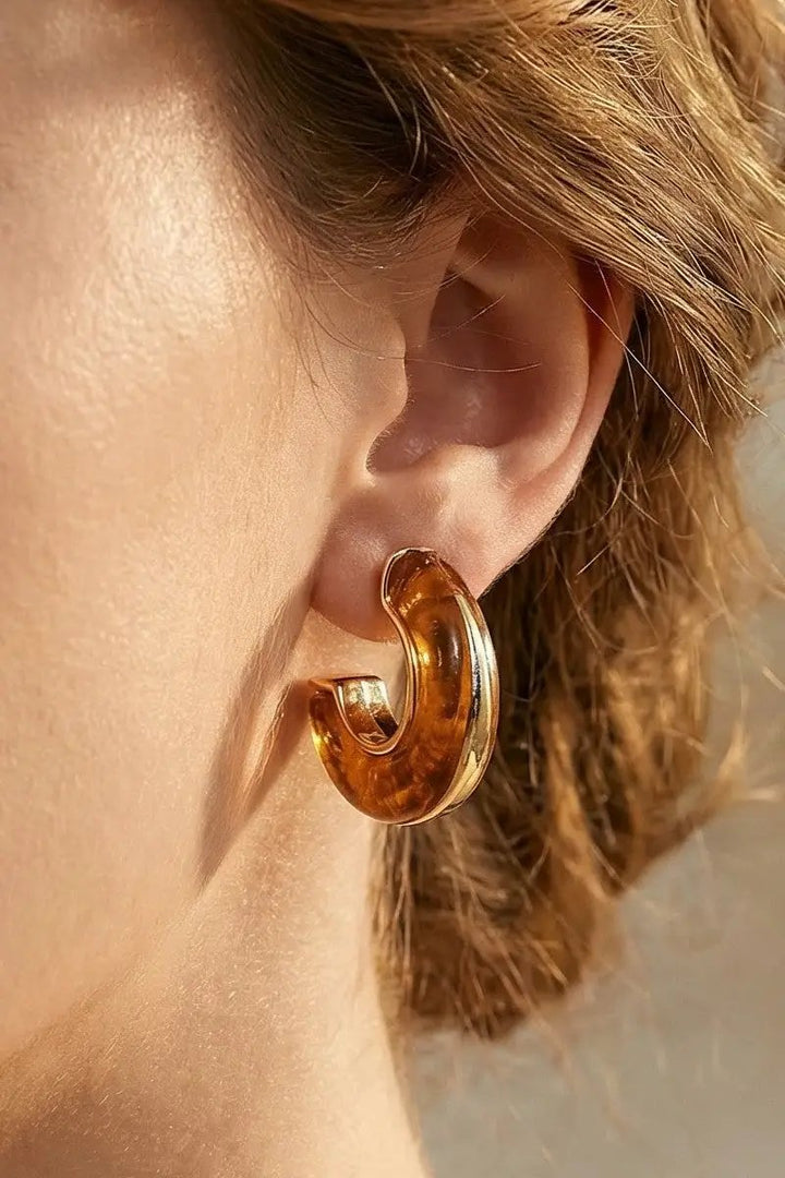 Pendientes de Aro Redondos de Resina by Fame Accessories