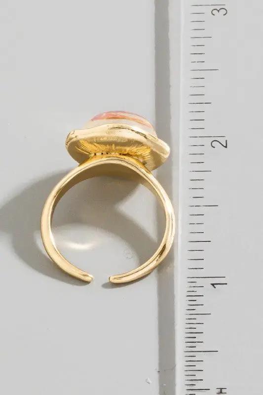 Pressed Flower Open Ring by Fame Accessories