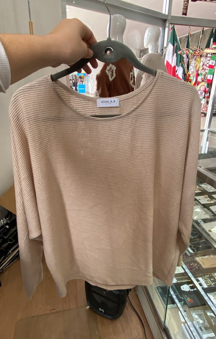 Suéter de Punto Beige con Textura Acanalada - Estilo Boutique