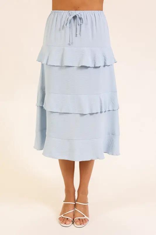 Falda Midi de Dama con Volantes en Capas Estilo Boho Chic, Azul by TIMING