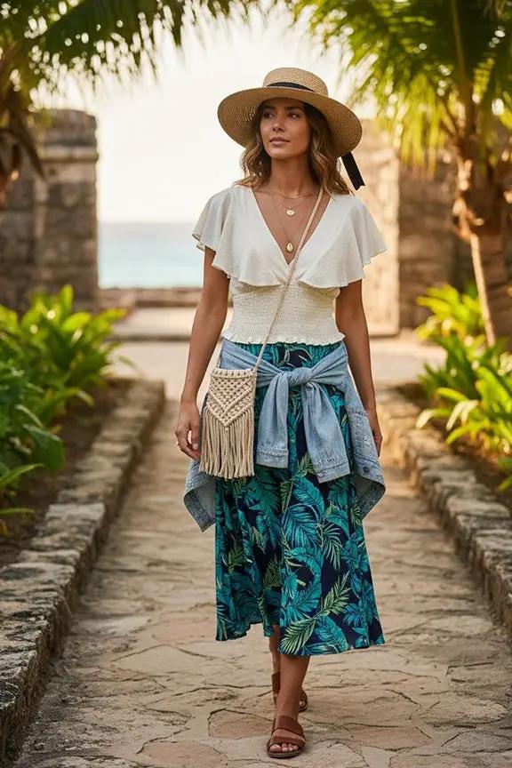 Blusa Cruzada con Mangas Volantes y Nido de Abeja Primavera by TIMING