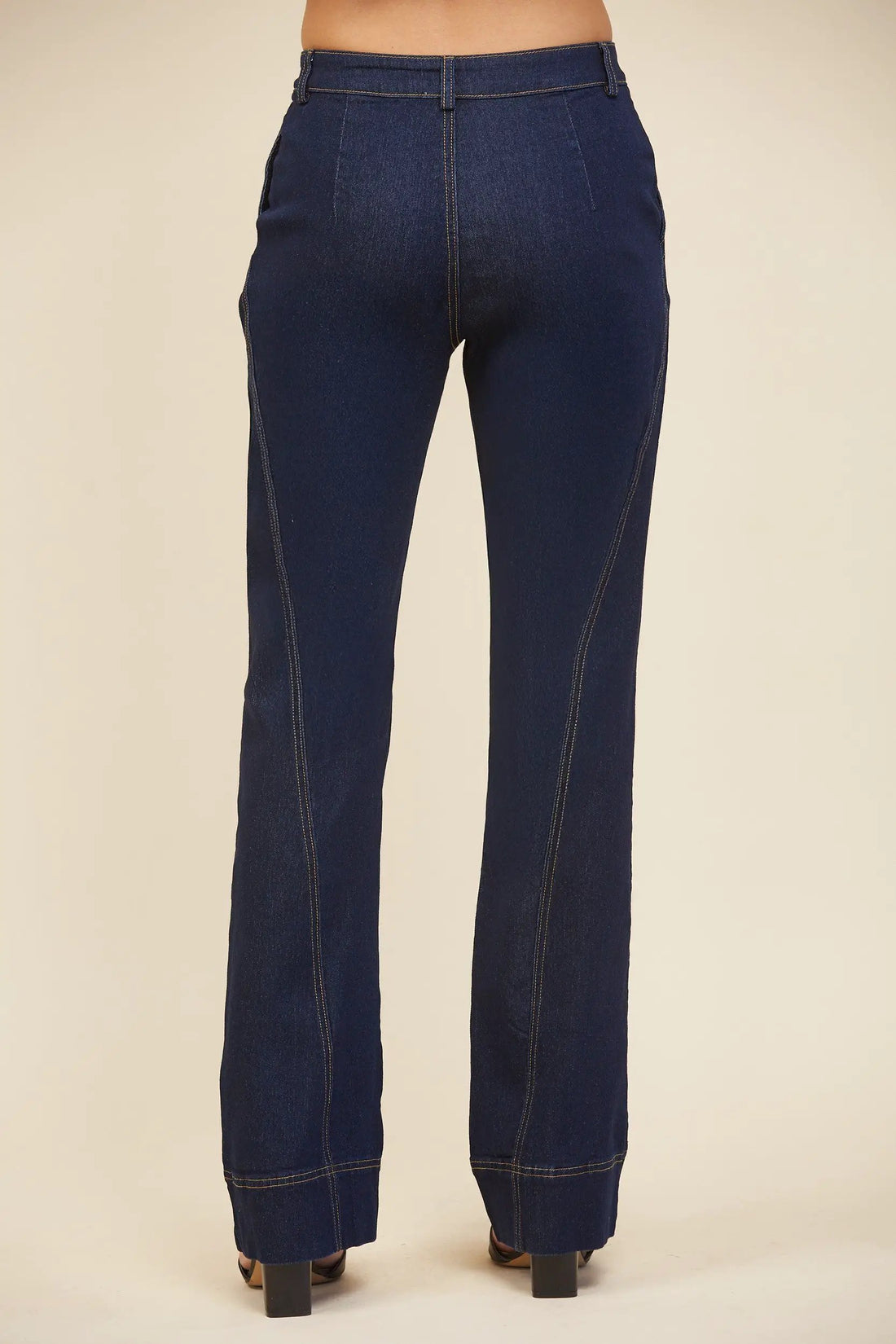 Pantalón de Mezclilla Recto de Tiro Alto para Mujer - Azul Oscuro Elegante by Edit By Nine