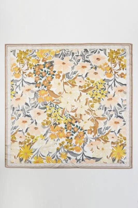 Colorful Flower Garden Print Square Bandana Scarf by Fame Accessories
