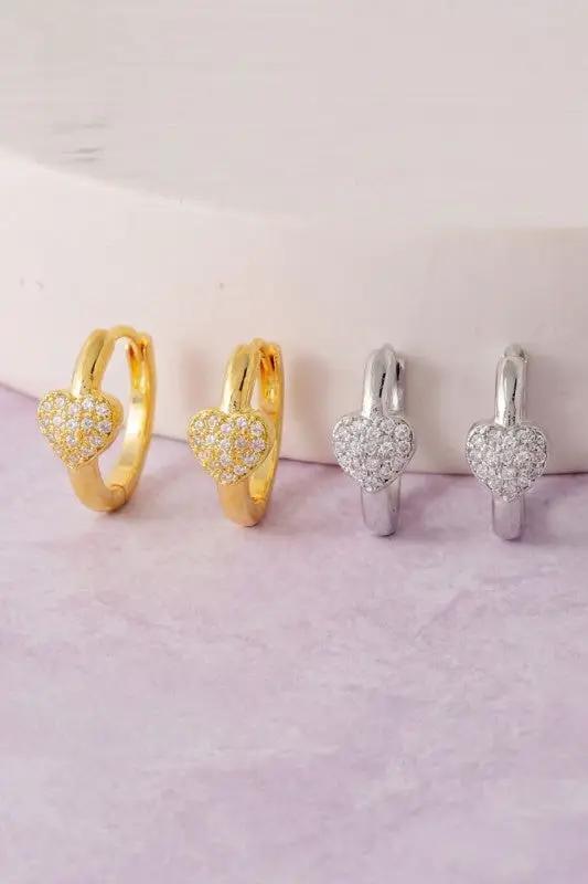 Arracadas de Corazón con Circonias en Baño de Oro by Fame Accessories