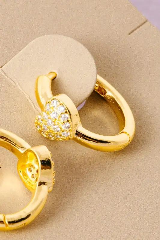 Arracadas de Corazón con Circonias en Baño de Oro by Fame Accessories