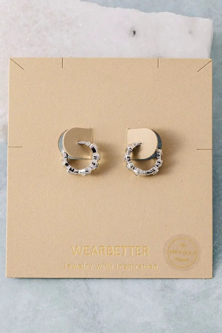 Gold Dipped Vibrant Studded Hoop Earrings by Fame Accessories