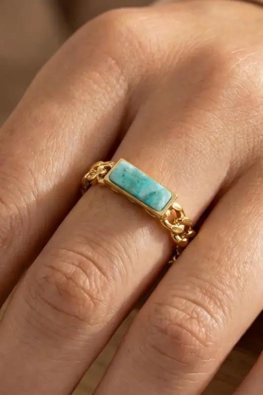 Stainless Steel Stone Chain Ring by Fame Accessories