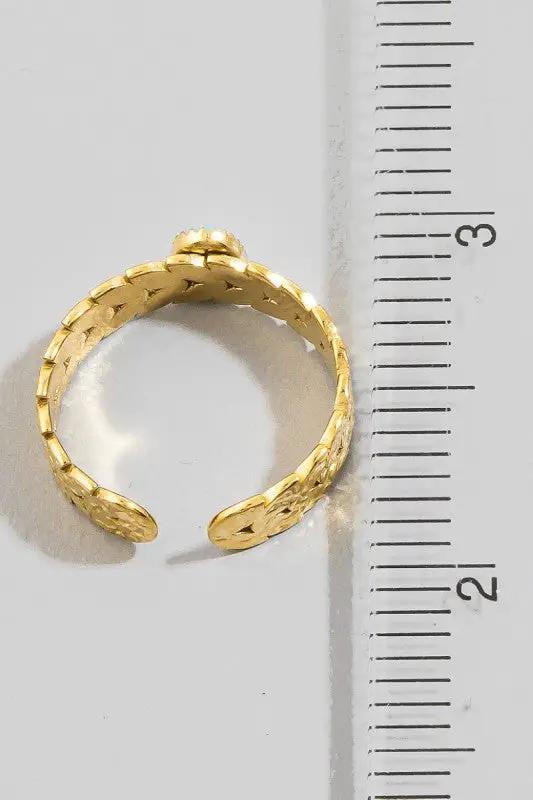 Gold Dipped Stainless Steel Oval Stone Ring by Fame Accessories