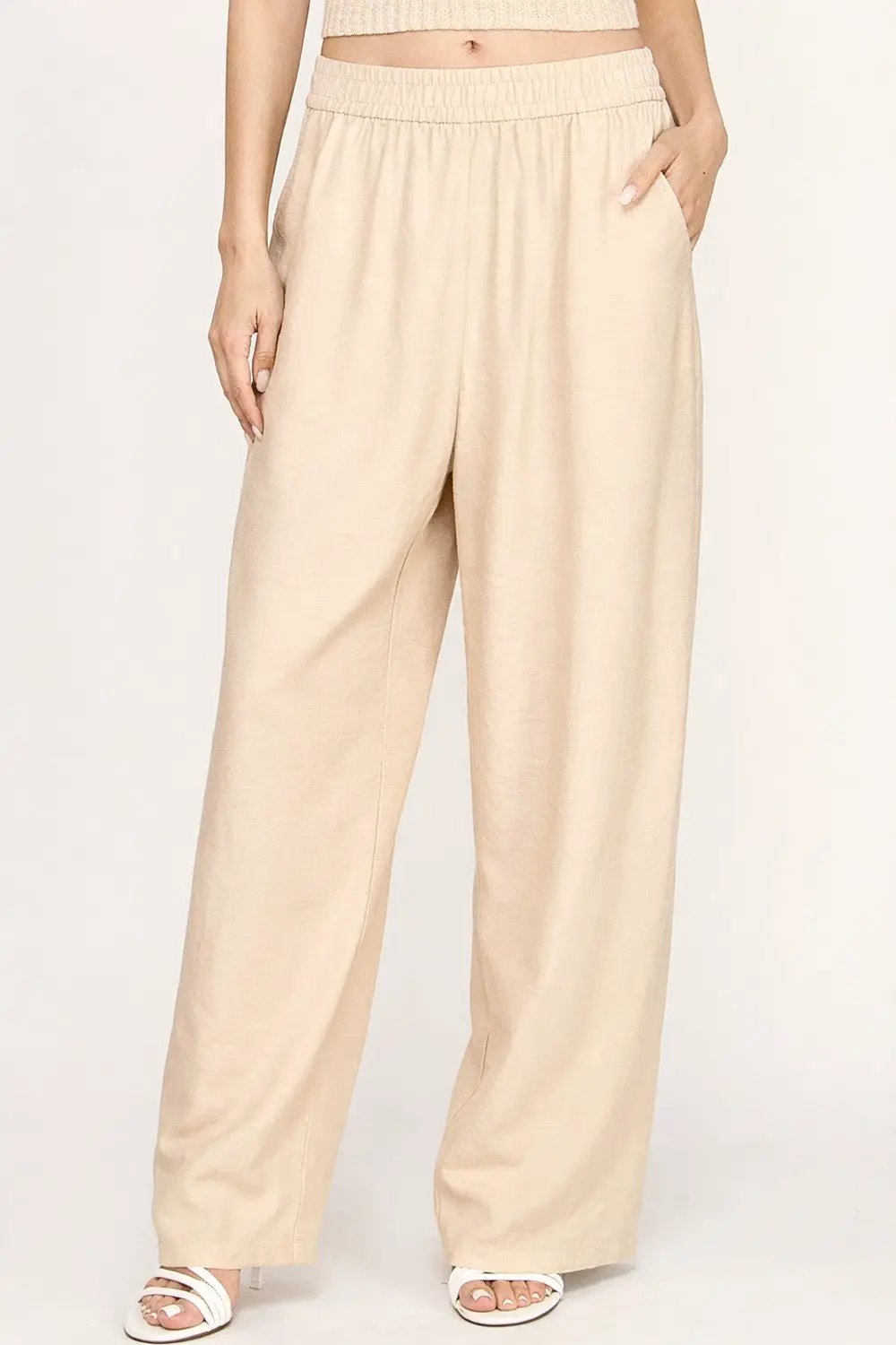 NEW MIX by TU / TRENDY U Pantalones de Lino de Pierna Ancha para Mujer - Pants