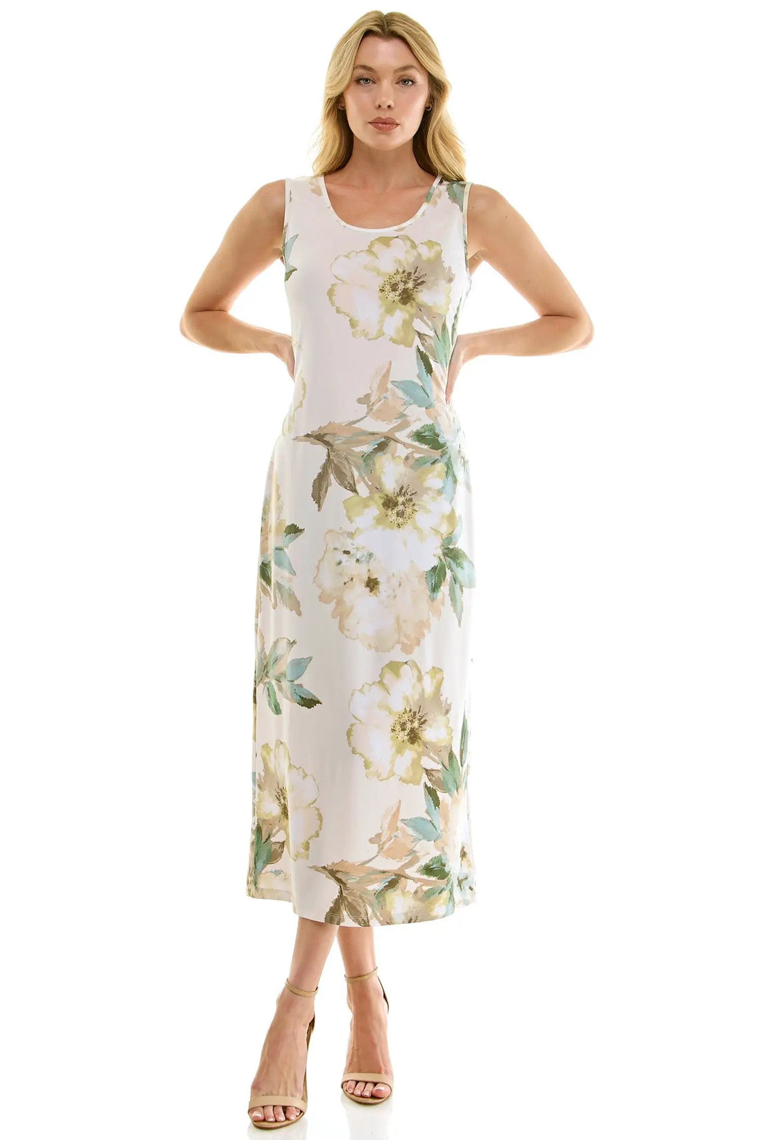 Vestido Midi Estampado de 2 Piezas con Bolero de Tul Transparente by Winslow Collection