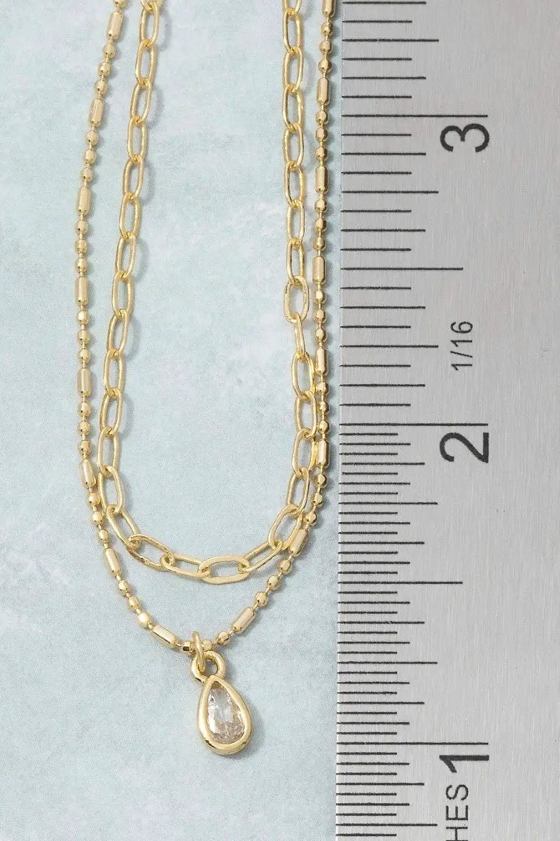 Collar de Cadena en Capas con Eslabones y Cuentas Bañado en Oro by Fame Accessories