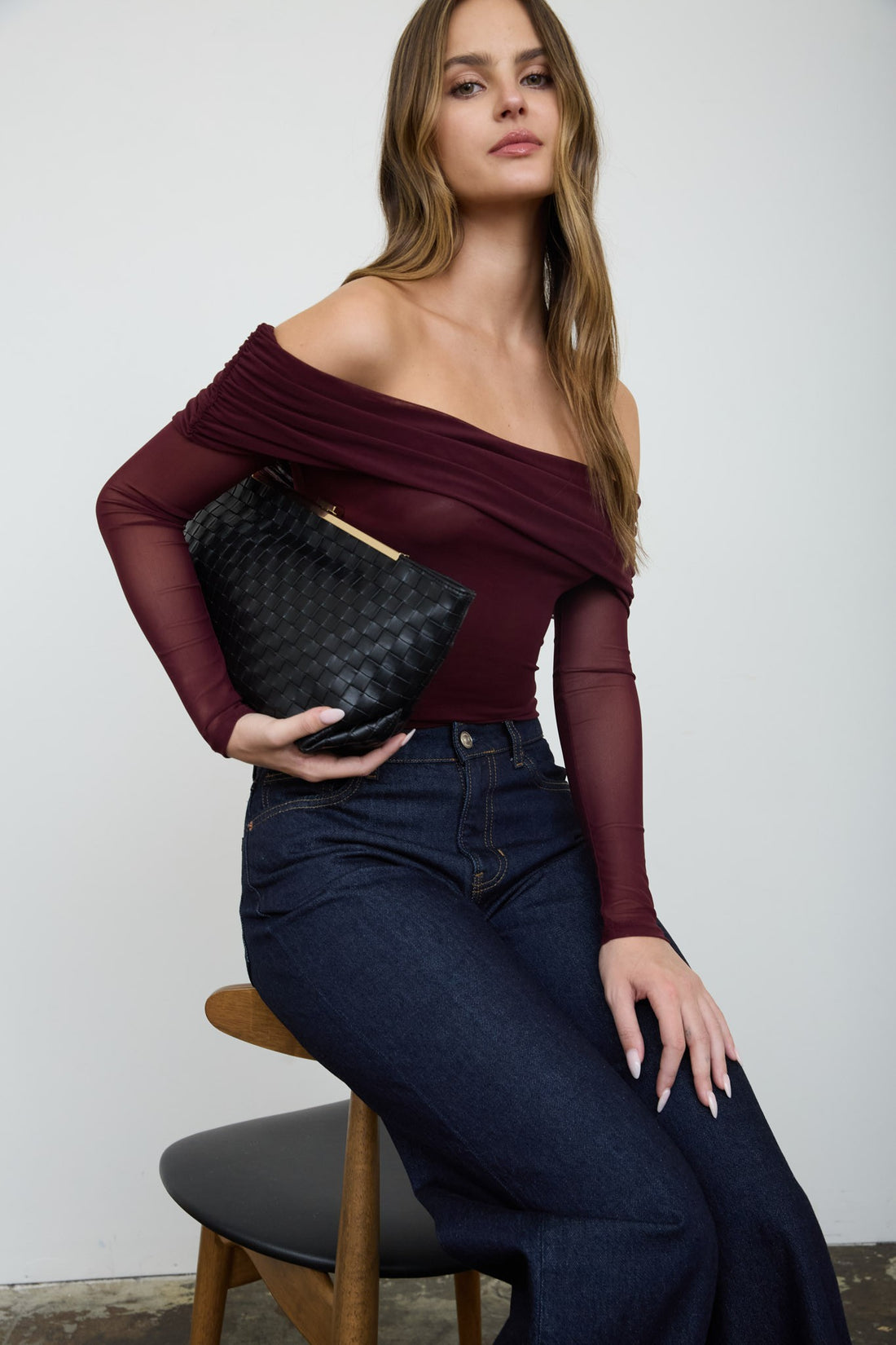 Body de Malla Transparente con Hombros Descubiertos - Estilo Boutique