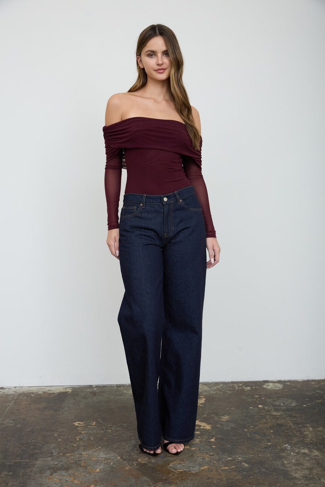 Body de Malla Transparente con Hombros Descubiertos - Estilo Boutique