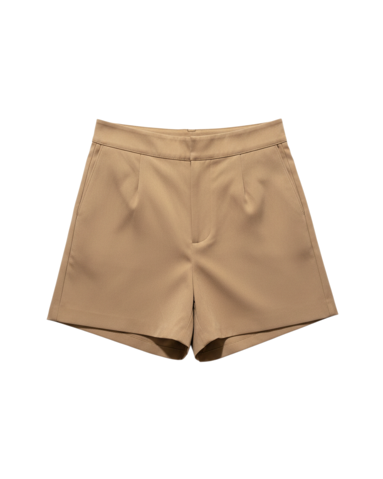 Shorts beige de tiro alto Yanet Collective con corte relajado y silueta elegante en tela suave