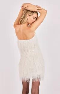 Top Strapless Blanco con Flecos | Fiesta y Noche Elegante Club by Yanet Collective