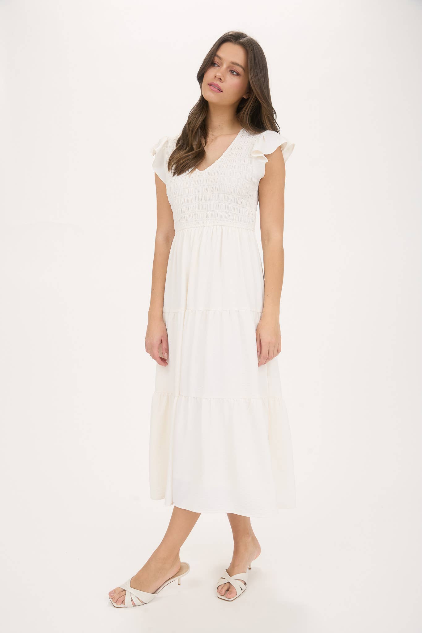 Vestido Maxi Boho con Mangas Volantes - Elegancia Fluida para Bodas y Verano