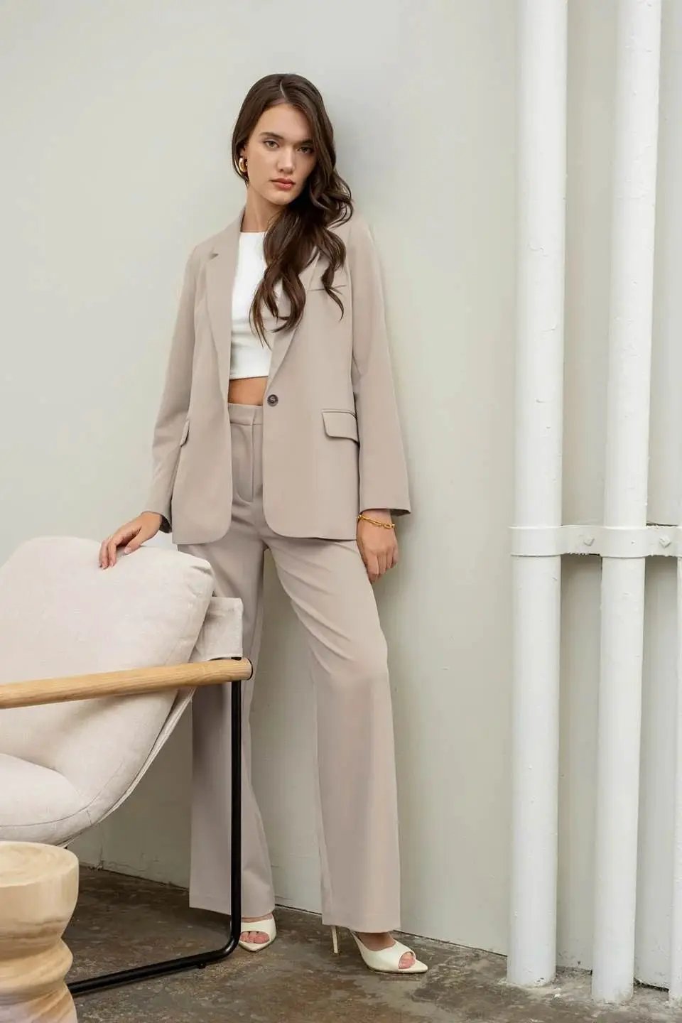 BLAZER MANGA LARGA LISO SACO by Yanet Collection