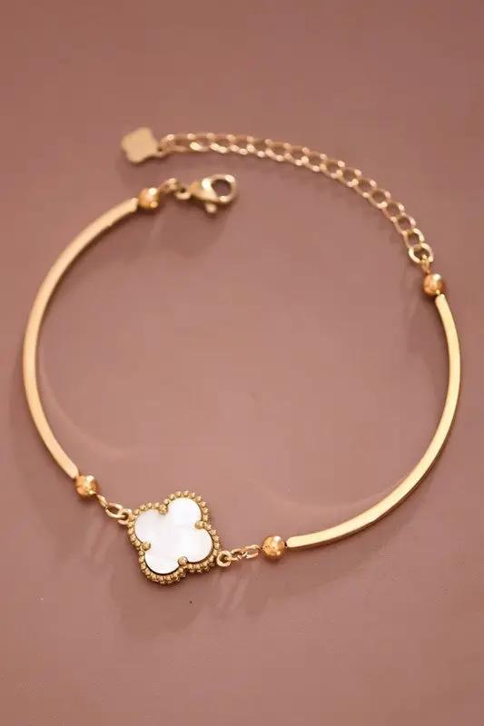 Pulsera Cadena Acero Inoxidable 18K Oro – Trébol, 7" + Extensor 2" by Yanet Collective