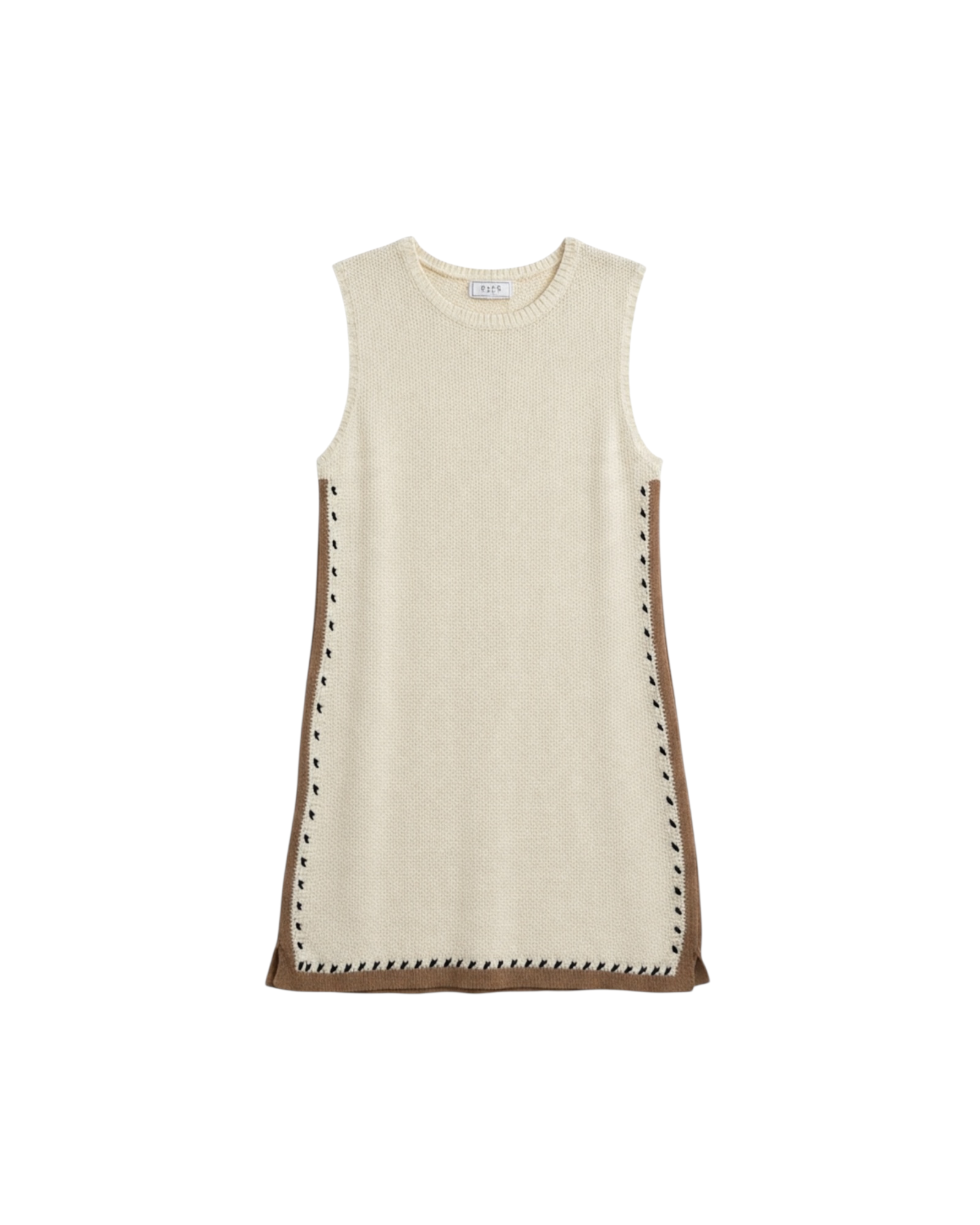 Túnica de Punto Crema sin Mangas con Detalle Lateral - Estilo Boutique