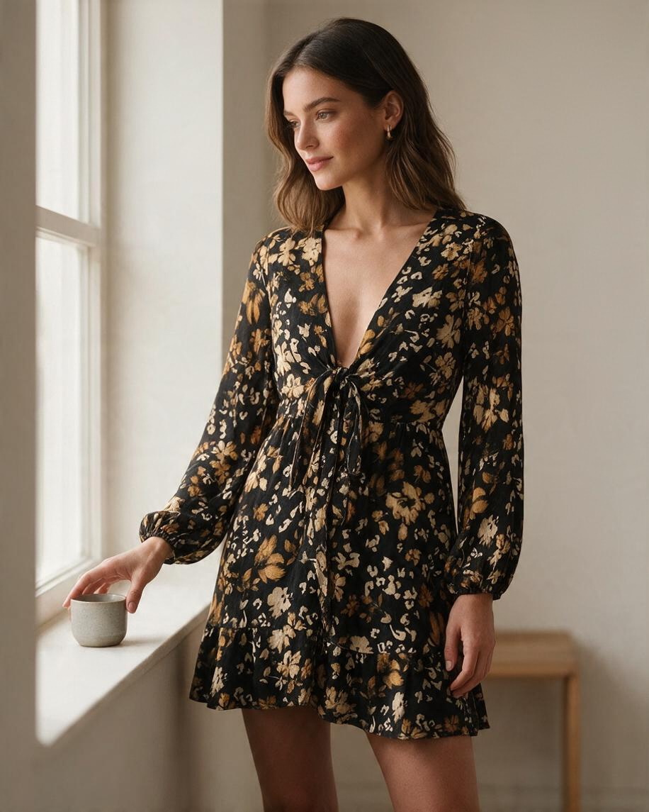 Vestido Mujer Moderno Elegante De Verano Con Manga Corta Y Estilo Chic Para Eventos Y Fiestas