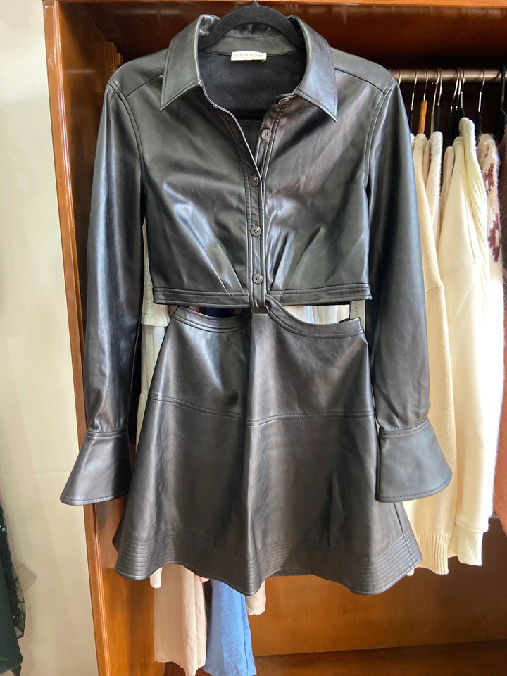 Yanet Collective Vestido vini piel negro - Vestidos