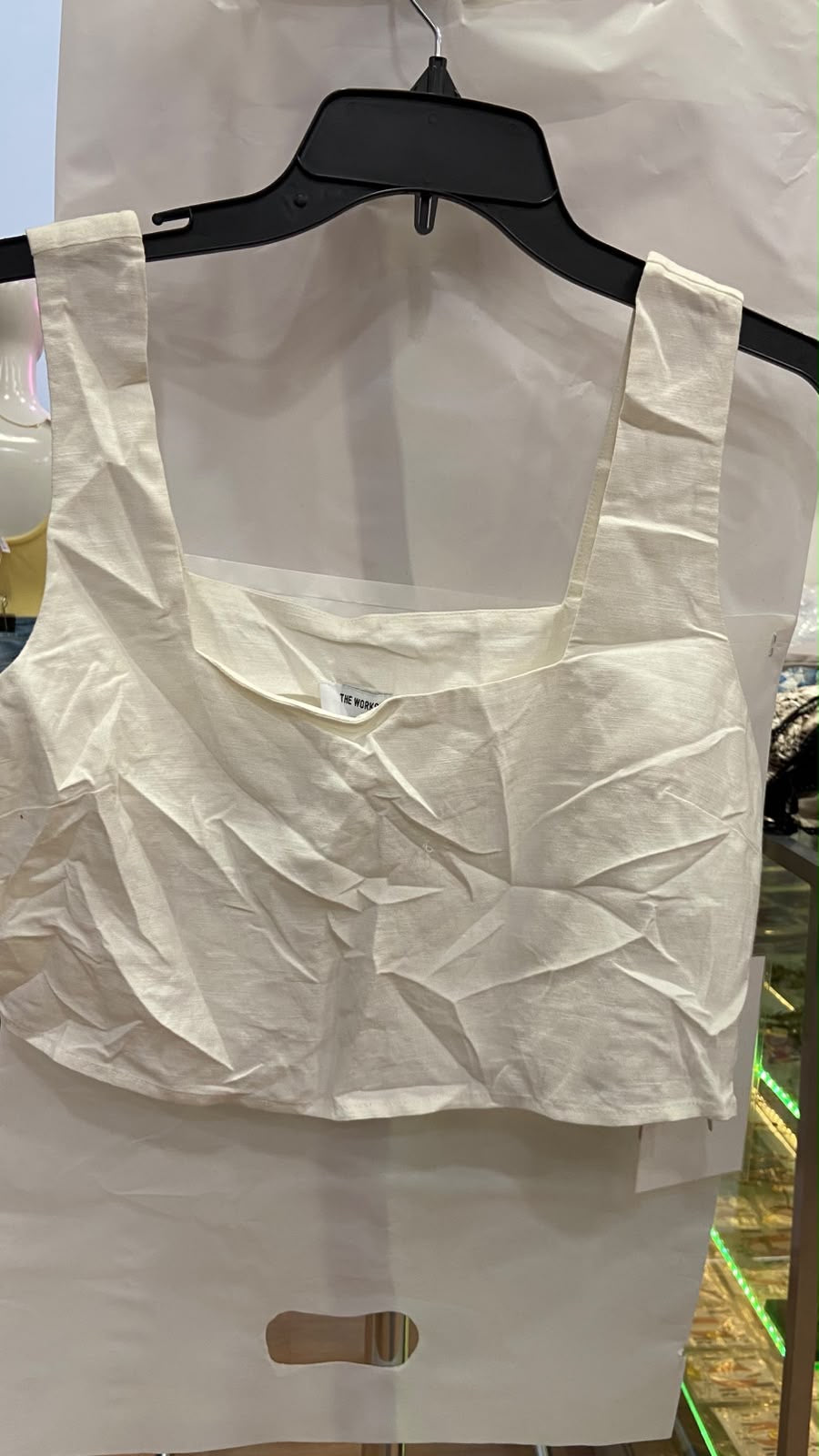 Top Corto Crema Escote Cuadrado Texturizado - Estilo Boutique