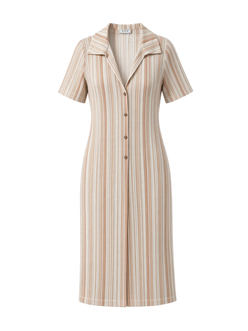 Vestido Camisero de Rayas Melocotón - Estilo Boutique