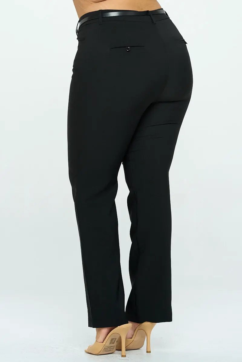 Pantalón Acampanado para Mujer en Poliéster y Spandex Talla Extra Negro by CHOCOLATE