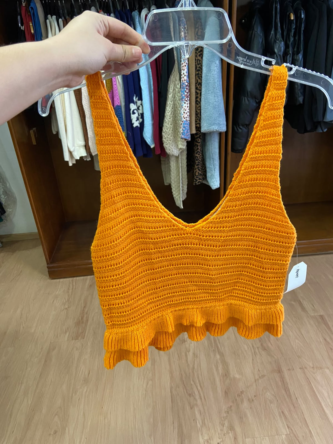 Top de Crochet Naranja con Volantes - Estilo Boutique