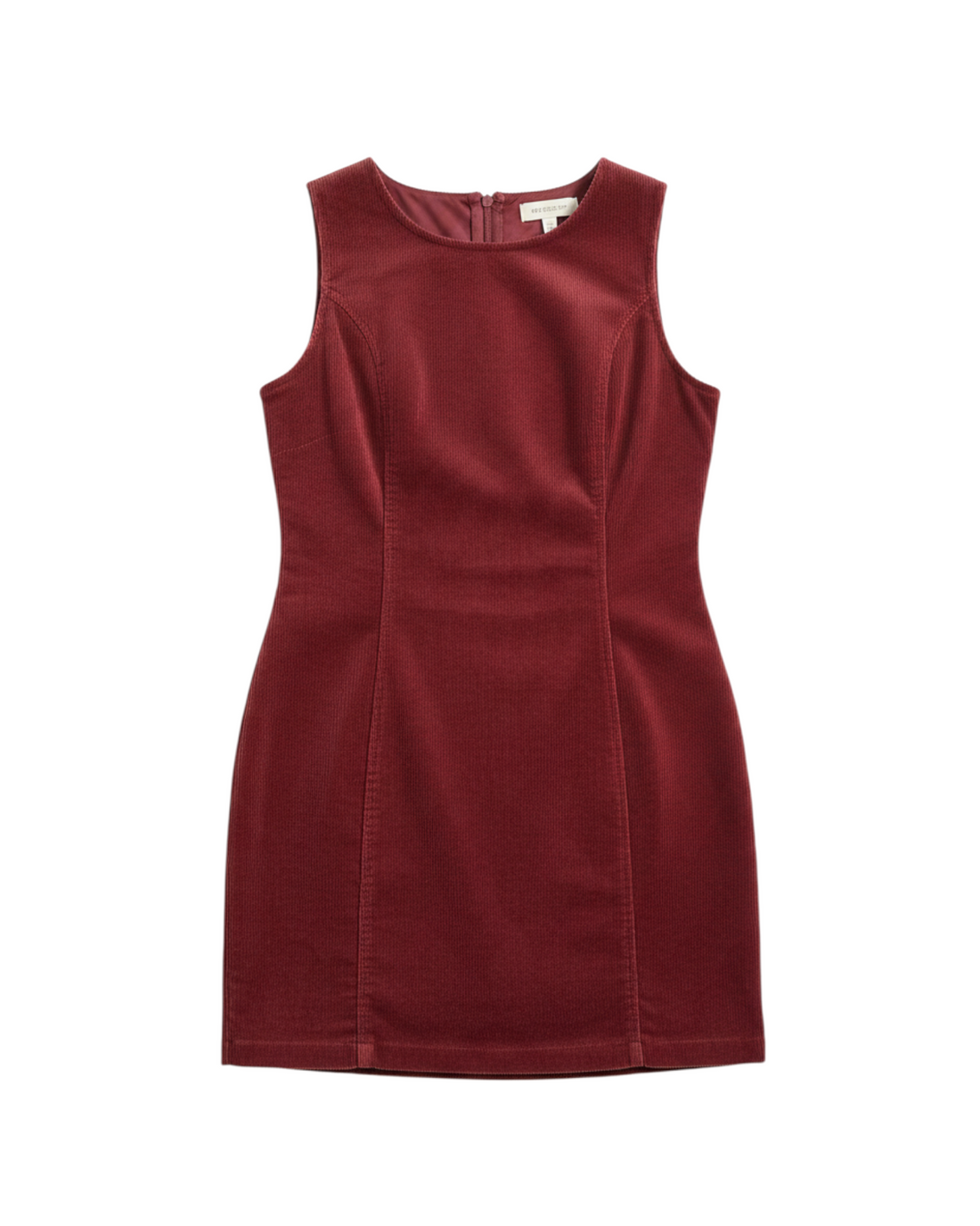 Vestido corto ajustado sin mangas de Yanet Collective en color rojo con textura de pana y cierre trasero