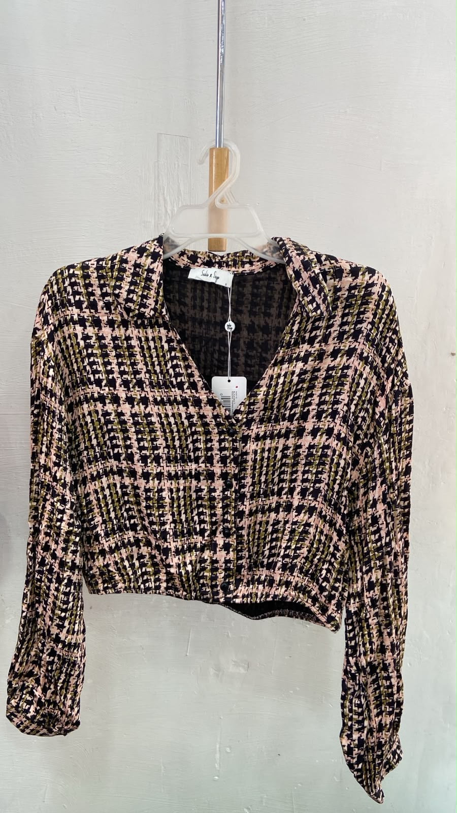 Top Corto a Cuadros Negro y Rosa - Estilo Boutique