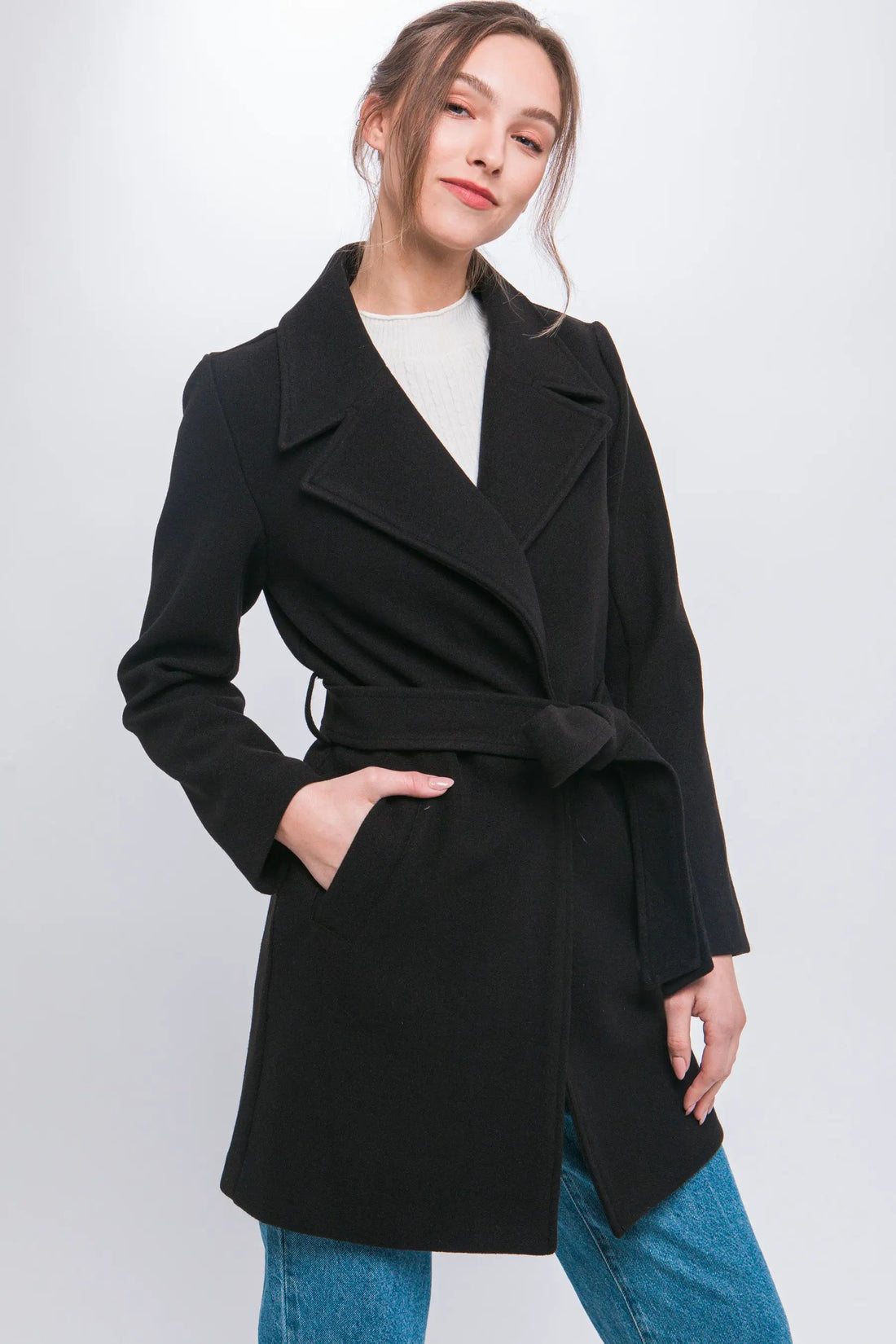 Abrigo Trench Largo Con Solapa Y Cinturón Poliéster Premium Colección Luxe Edición Limitada by Yanet Collection