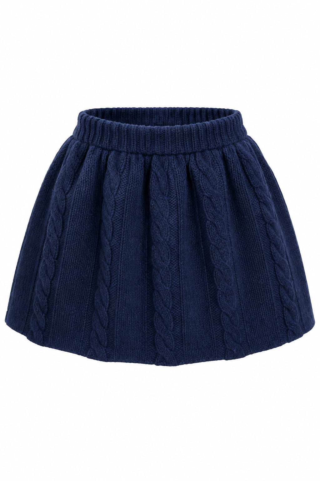 Falda Cortita de Tiro Alto Color Azul Marino con Trenzado
