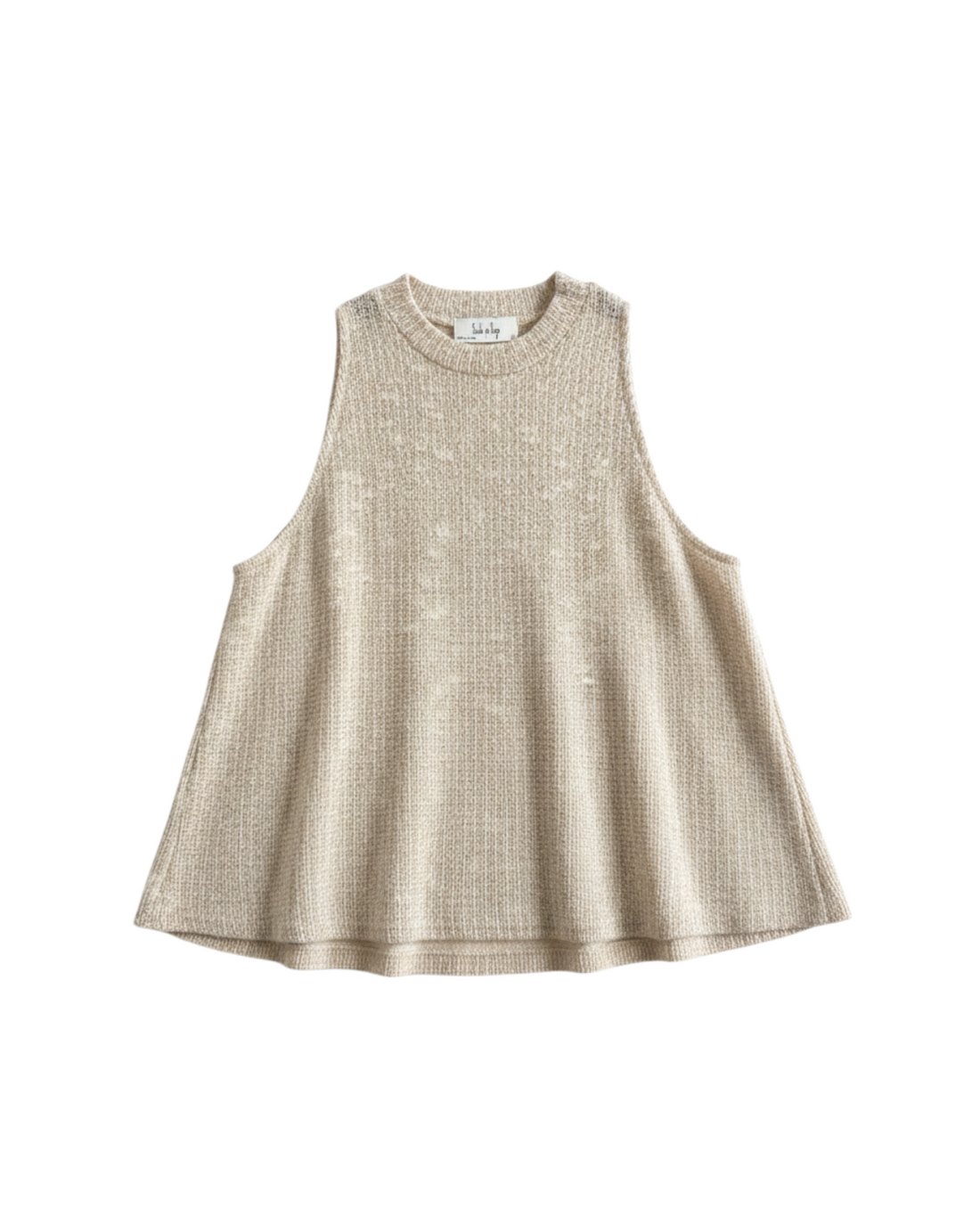 Top sin mangas Yanet Collective de tejido color beige con silueta amplia y textura suave para verano