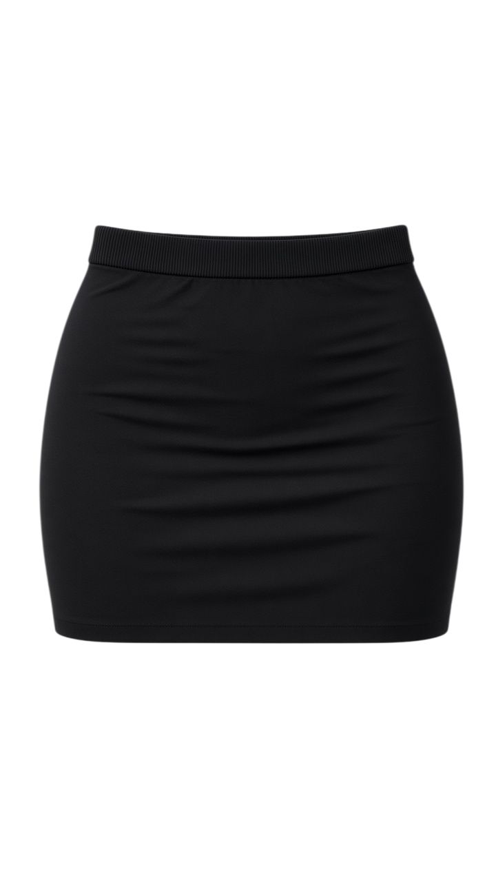 Minifalda Negra Elástica con Cintura Acanalada - Estilo Boutique
