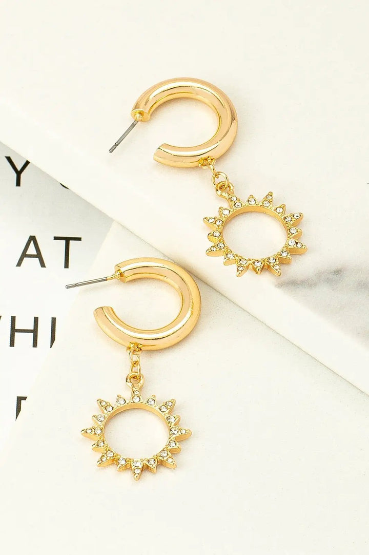 PENDIENTES DE ARO SOL CON strass by Yanet Collection