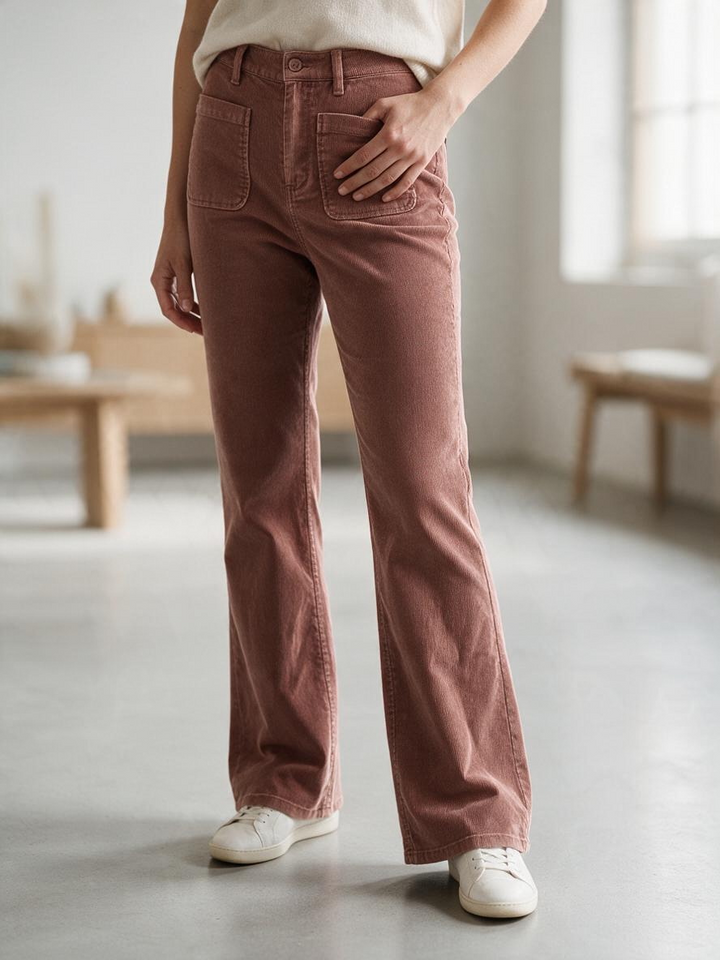 Pantalones de Pierna Flaca Color Rosa Terracota