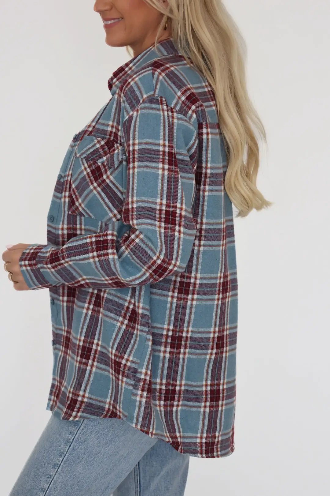 Blusa Azul camisa a cuadros by Yanet Collective