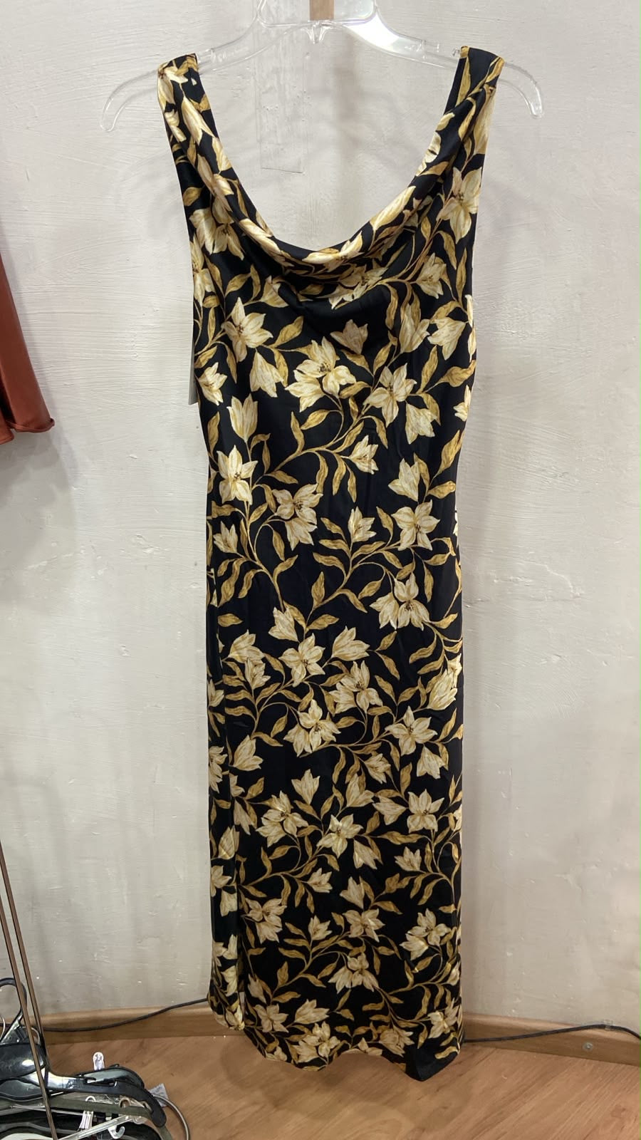 Black Floral Cowl Neck Maxi Dress
