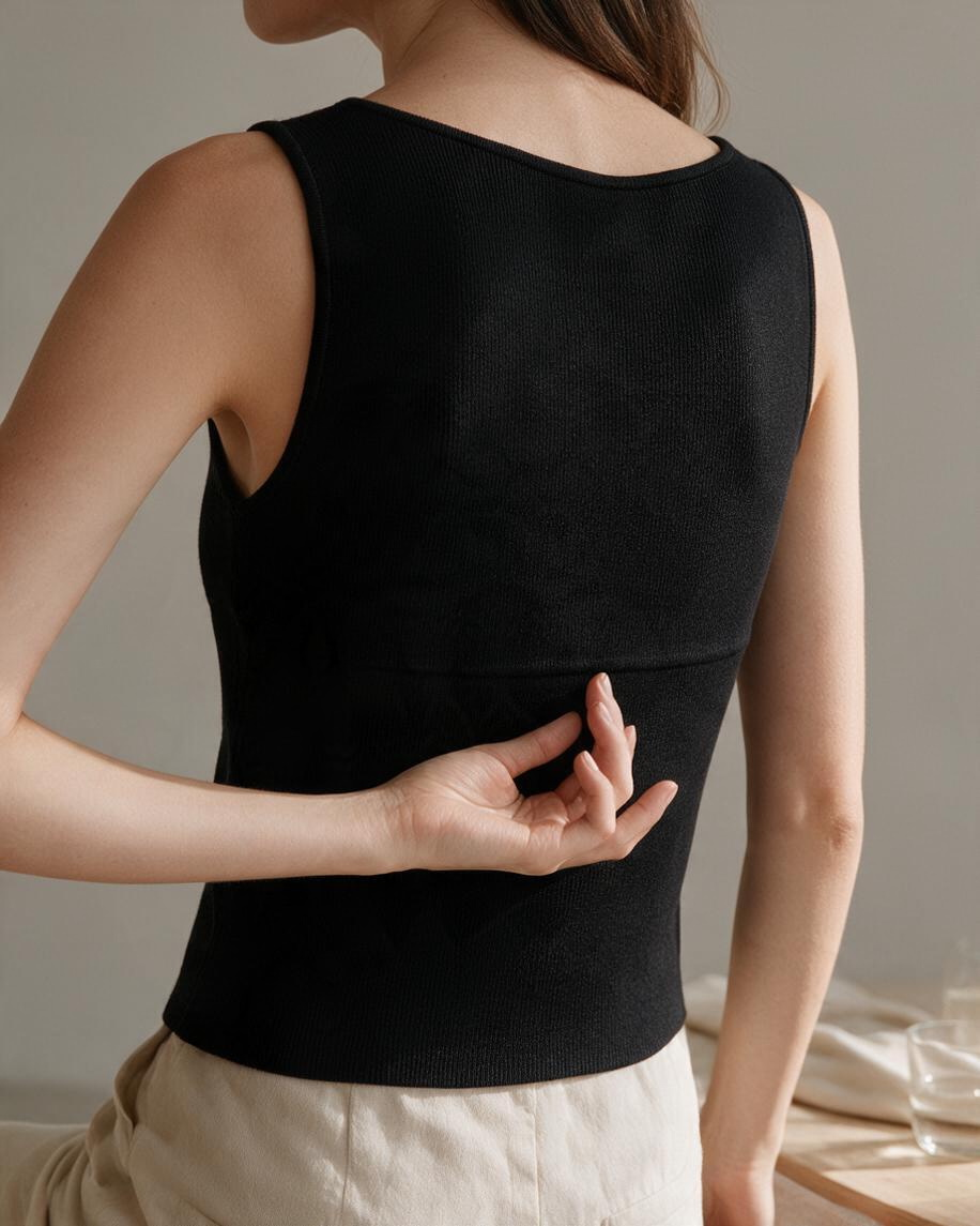 Black Sleeveless Cropped Top with Fitted Design