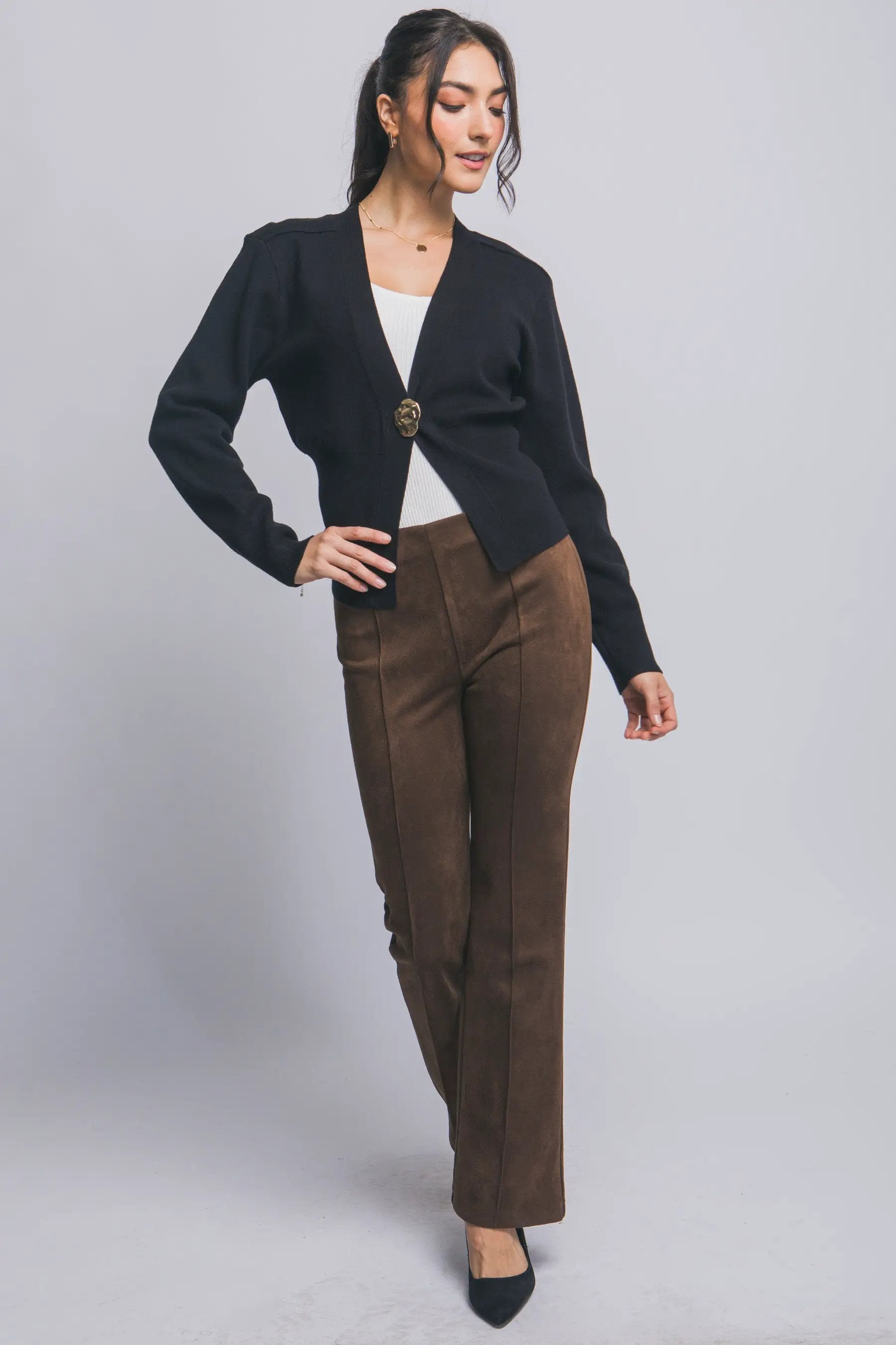Suéter Cardigan de Dama con Cuello V y Botones dorados by LOVE TREE